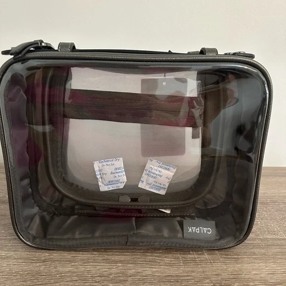 Calpak Medium Clear Cosmetics Case NWT Dark Grey - Picture 2 of 4